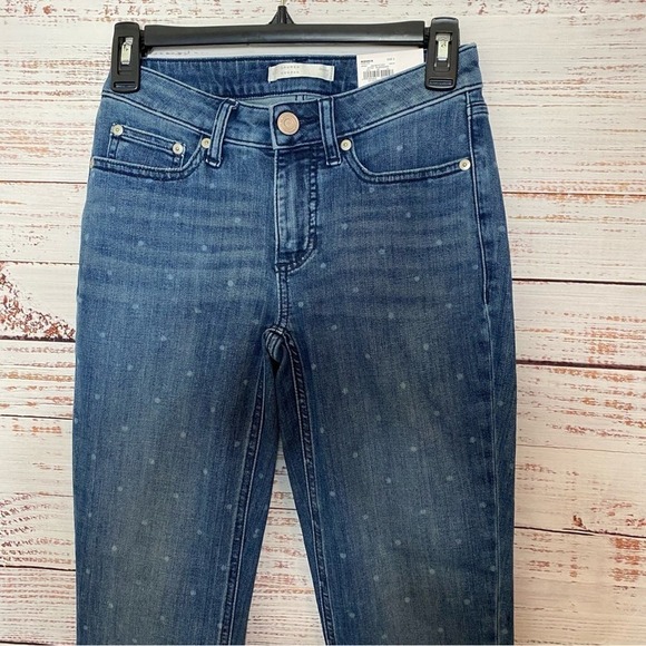 LC Lauren Conrad Size 2 polka Dot mid rise slim skinny jeans NWT - Picture 2 of 6